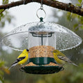 Gbekery Metal Bird Feeder for Outdoor Hanging with 12” Weatherproof Dome, Weather Resistant Wild Bird Feeder with 360 Degree Feeding Tray, Green - color: Green with Transparent Dome