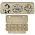 Funny Retro Egg Carton – “Coffee & Eggs” Vintage Humor Design, Holds 12 Eggs, Eco-Friendly Molded Fiber Dozen Carton for Farm Stands & Backyard Chickens - 12 Pack