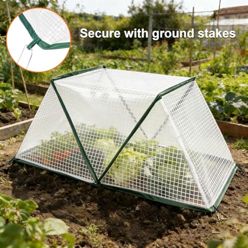 2 Pcs Foldable Garden Row Accelerator Plants Cover-31.9" x 12.2" x 14.1" | Raised Beds Plant Protector, Plant Protector Net Cage Guard Covers for Protect Vegetable from Animals, Mini Plants Greenhouse