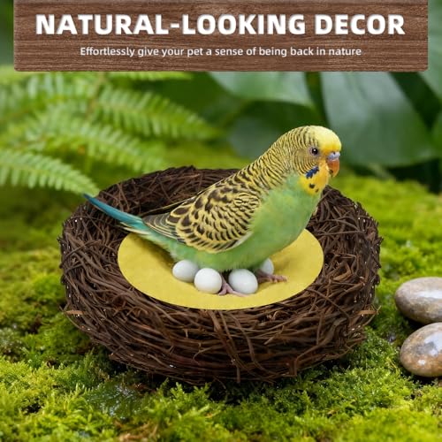 30 Pcs Solid Plastic Dummy Bird Eggs for Pet Bird Stop Laying Hatching | Offered in 3 Sizes,Set Includes Woven Nest and Pad,Suitable for Budgie,Cockatiel,Pigeon,Quail,Canary and Finch