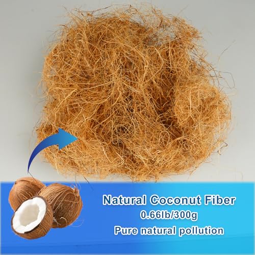 Long Coconut Husk Fiber Mulch Silk for Orchids Clean Coconut Shell Moss Covering 0.66 Pounds - size: 300 grams/0.66 pounds