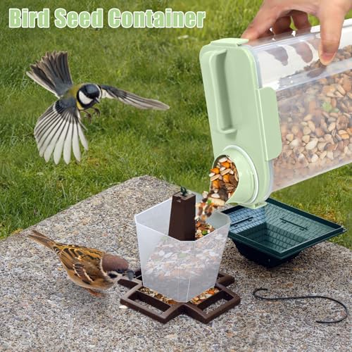 5 Lbs Pet Dog Food Storage Container for Travel Bird Seed Dispenser - Green | Portable Cat Food Containers with Collapsible Bowl 10 Lbs Rice Bin Airtight Cereal Oatmeal Flour Holder with Large Pour Spout - color: Pale Green-5L