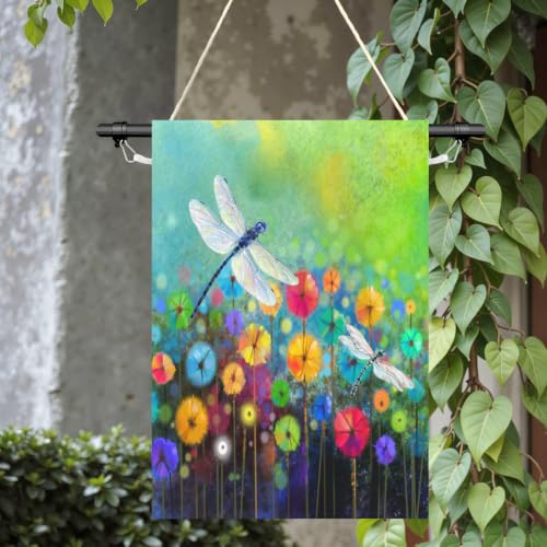 Spring Flower Garden Flag Dragonfly flags Welcome Summer House Flag for Outdoors 28 x 40 Double Sided Large Decorative Flag - color: flower-1