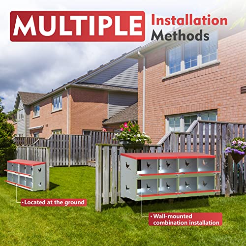 Chicken Nesting Boxes - 8 Compartment Metal Poultry Nest Box Wall Mount for Chickens, Hens, Ducks - Easy Egg Collection - Large Vented Holes Chicken Coop Equipment (8 Compartment)