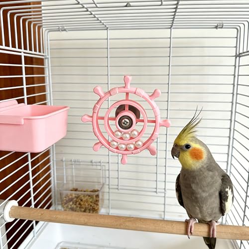 Spinning Bird-Toys Bird Cage Toys & Bird Perch Parrot-Parakeet Budgie Cockatiel Conure Macaw Chicken Parrot Enrichment Cage Accessories Small Animal Chewing Toy (Light Pink Spinner) - color: Light Pink Spinner