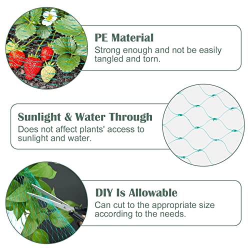 Unves Garden Netting, 13 x 33 FT Heavy Duty Bird Net, Green | Fruit Tree Net Covers for Seedlings Plants, Vegetables Protection - color: Green, size: 13 x 33 Ft