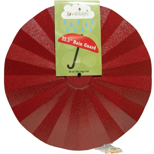 Metal Rain/Weather Guard - Perfect for Outdoor Bird Feeders, Seed Cylinders, Hummingbird Feeders, Cylinder Feeders and More Against Water, Sun, and Overhead Messes Rust Proof, - color: Red, size: 22.5 Inches