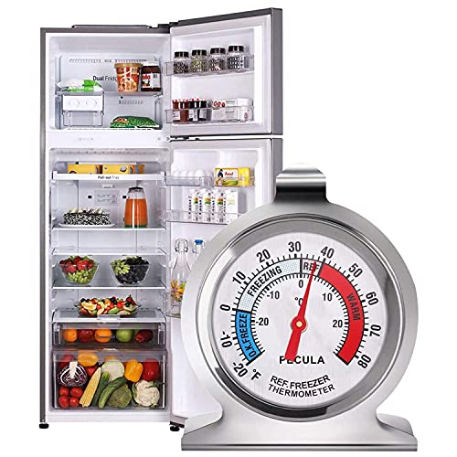 2 Pack Refrigerator Thermometer, 30-30°C/20-80°F, Classic Fridge Thermometer Large Dial with Red Indicator Thermometer for Freezer Refrigerator Cooler - size: 2pack