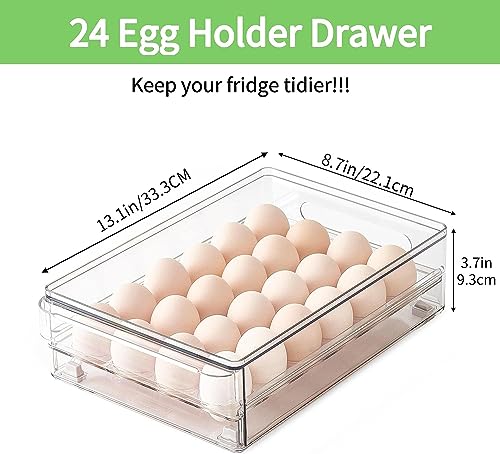 Egg Holder for Refrigerator, 48 Capacity Clear Egg Storage Drawer with Non-Slip Pads, Stackable BPA-Free Egg Organizer Tray for Fridge - color: 2Pack-Clear