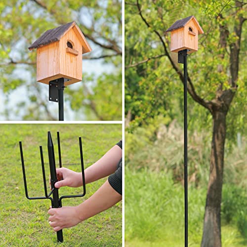 ERYTLLY Bird House Pole Mount Kit 96 Inch - Adjustable Hummingbird Bird Feeder Post Support Rod Universal Stand Set with 5 Prongs for Outdoor, Yard, Garden Decor, Black - size: 96 in with Mount Kit
