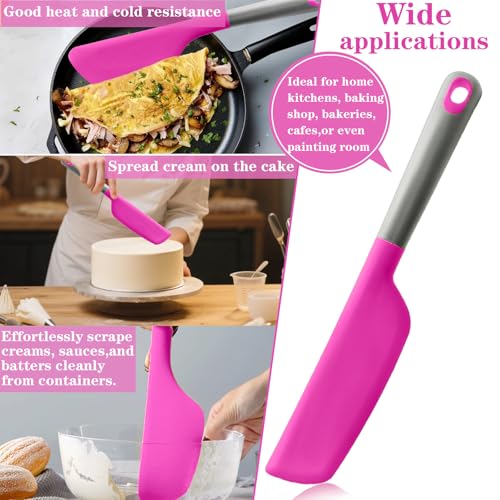 Silicone Omelette Spatula Turner, Flip Fold Omelet Turner, 13Inch | Flexible Egg Flip Tool for Non-stick Pans, Heat Resistant omelette flipper for Kitchen Omelet Pancake Crepes - color: Deep pink-Narrow