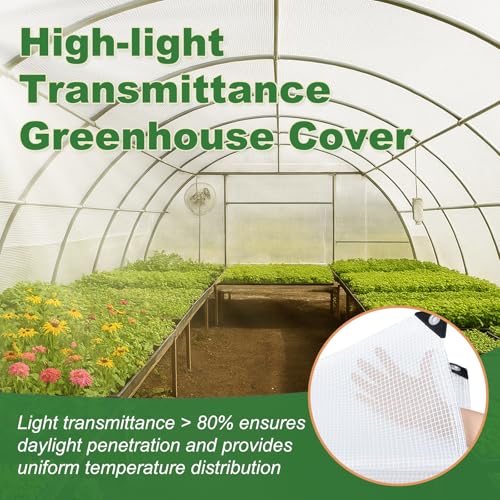 18 Mil Greenhouse Cover, 10x18 FT Clear Heavy Duty Greenhouse Tarp, UV Resistant Waterproof Chicken Coop Cover Tarp with Grommets for Garden, Farms, Nursery - size: Clear White 10FTx18FT