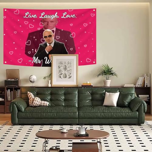 Live Laugh Love Pink Flag 3X5 Feet Mr Worldwide Banner College Dorm | Living Room,Man Cave Frat Wall Outdoor Decor,With 4 Brass Grommets - color: G6