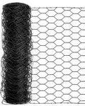 Black PVC Coated Chicken Wire, 24in x 50ft Poultry Netting Roll, 1 inch Hex Mesh Garden Fence for Chicken Coop, Rabbit Pen, Yard - size: 24 inchx50 Ft