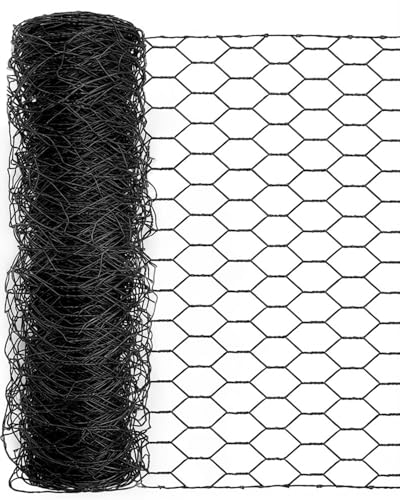 Black PVC Coated Chicken Wire, 48in x 100ft Poultry Netting Roll, 1 inch Hex Mesh Garden Fence for Chicken Coop, Rabbit Pen, Yard - size: 48 inchx100 Ft
