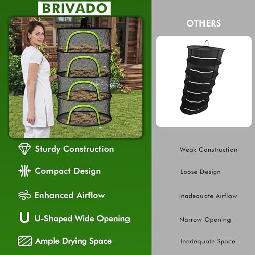 Herb Drying Rack Hanging Mesh 6 Layer 24" with Zipper, Gloves, Garden Pruning Shear, Hook & Carabiner Clip for Drying Herbs, Plants, Seeds, Buds | Outdoor, Hydroponics Herb Dryer Hanging Rack - style: 6 Layer 24"