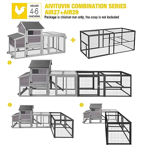 Aivituvin 71" Chicken Coop Run Extension Metal Frame with Perches, Outdoor Rabbit Run Duck House Enclosure with Detachable Door - size: 70.9"L x 29.1"W x 28.3"H
