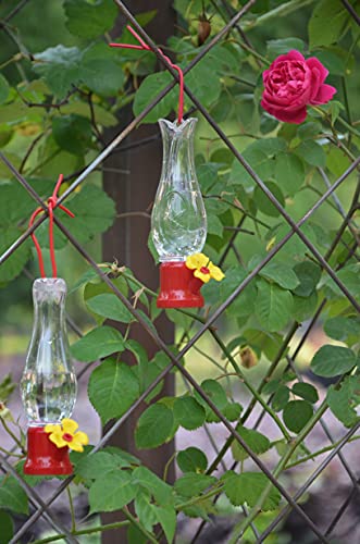 Mini Hummingbird Feeder 4 Pack 2.3oz Small Nectar Plastic Red Cute Hummingbird Feeders with Hanging Wires for Outdoor (Tulip Tube) - style: Tulip Tube