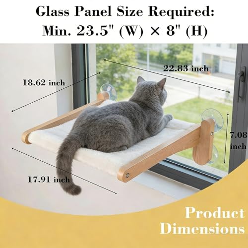 Cat Window Perch with Bird Feeder – Foldable Hammock, Strong Suction Cups for Indoor Cats(Nature) - color: Nature