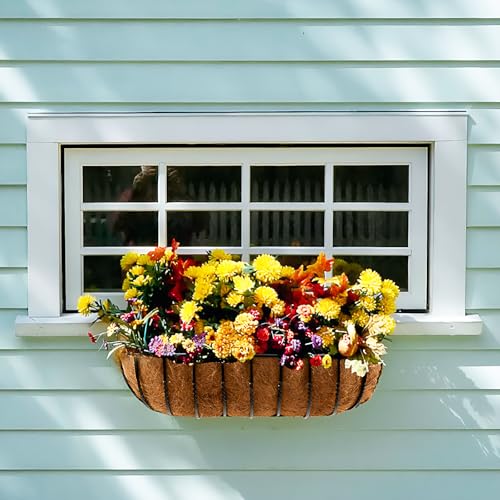 TigeJoy 2PCS 36 Inch Trough Coco Coir Liners Planter Replacement | 100% Natural Thick Coco Fiber Liner for Window Box Decks Garden, Half Moon Shape Coconut Liner for Flower Pots Outdoor