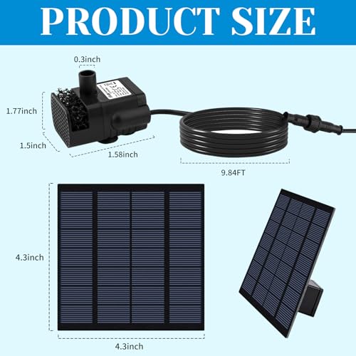 1.8W Solar Fountain Pump, Solar Pond Fountain Solar Water Fountain with Separated Solar Panel & 9.84FT Cable, Outdoor Solar Fountain for Bird Bath, Small Pond, Fish Tank, Garden Water Feature - color: 1.8w Solar Fountain Pump