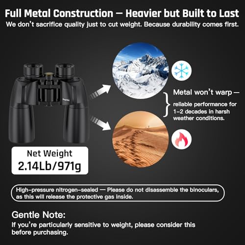 10x50 Binoculars for Adults High Powered Astronomy Binoculars Stargazing | Nitrogen-Filled IPX7 Waterproof Bird Watching Star gazing Long Distance Hunting Cruise Ship Travel Binoculars 10x50 FMC BAK4 - size: 10x50