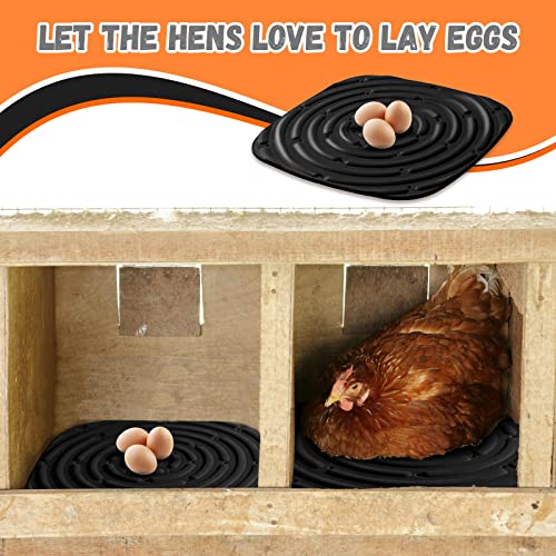 Skimzy Chicken Nesting Box Pads, 12 x 12 in Washable Reusable Nest Box Liners, 4-Pack, Breathable Drainage Design, Black