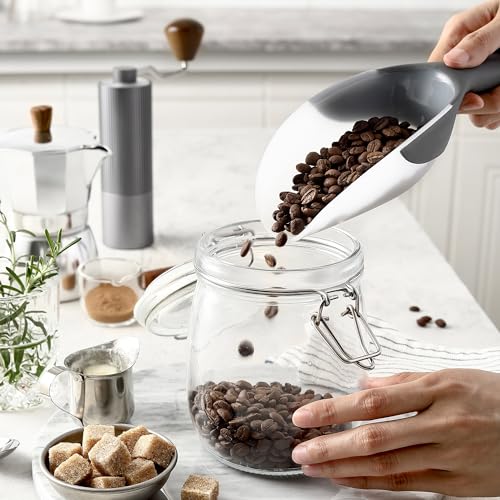 Spring Chef Magnetic Ice Scoop for Freezer, BPA-Free Food Scooper, Gray | Flexi-Plastic Popcorn Scoop with Soft Grip Handle - Dishwasher Safe Ice Scooper - Food Scooper for Flour, Grains, Pet Food - color: Gray