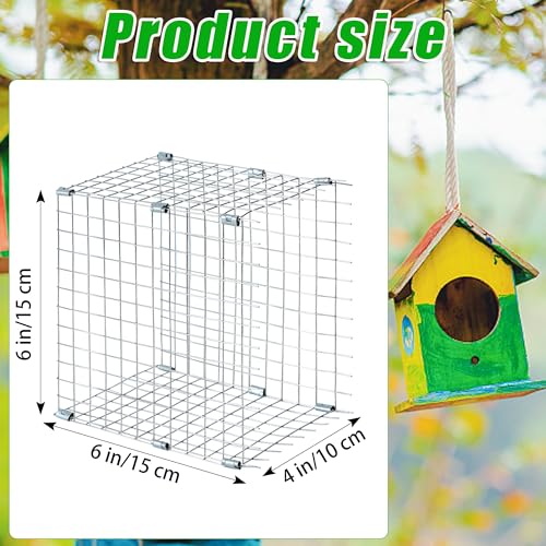 2Pcs Bluebird House Predator Guards, Stainless Steel Wire Mesh | Protects Eastern Bluebird and Babies, Silver, 4 x 6 x 6 inches