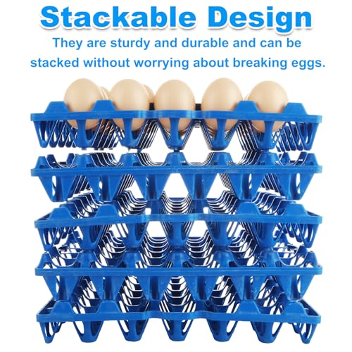 12PCS Plastic Egg Trays Egg Crates, Stackable Eggs Cartons Egg Flats, Each Holds 30 Eggs for Packing, Storage, Shipping (Blue) - color: Blue-12PCS