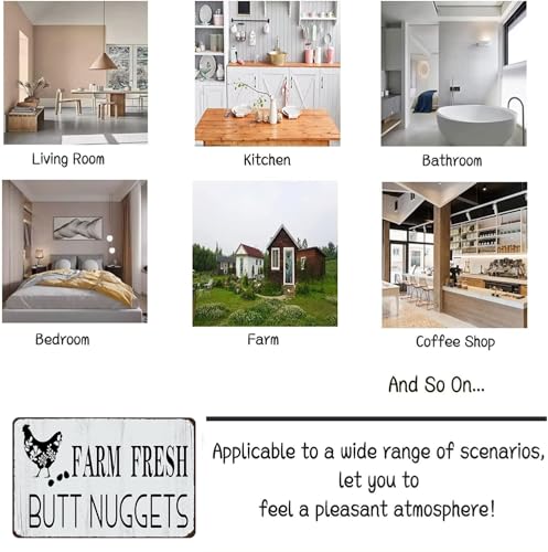 Smilelife Funny Chicken Gifts Chicken Farm Fresh Butt Nuggets Tin Sign for Home Farm Chicken Coop Farmhouse Kicthen Garden Decor 8 X 12 Inch (3189) - color: Dark Grey
