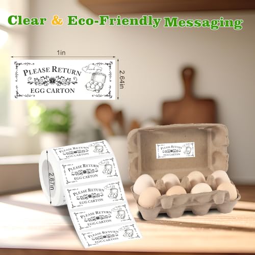 500 Pcs Please Return Egg cartons Stickers 1*2.64" Self-Adhesive Waterproof | Egg cartons Labels for Eggs Packaging Chicken Containers & Farmers Market Supplies - style: Return Egg cartons Stickers