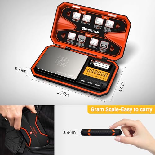 Digital Pocket Scale 200g/0.01g Precision Digital Scale Grams | 6 Units Jewelry Scales,Coins Scale with LCD Display,Tare Function for Food,Powder,small items(Battery Included)-Orange - color: Orange