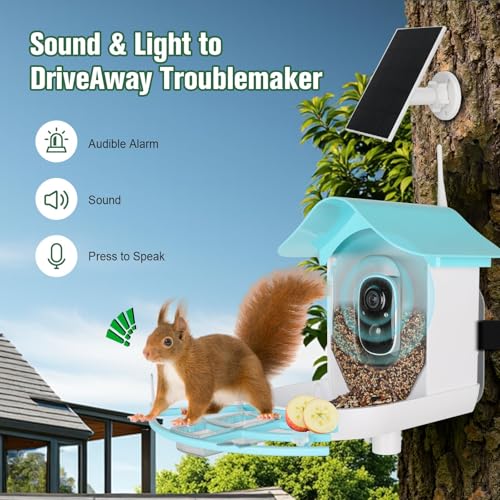 Bird Feeder with Camera, AI Identify Birds Species, Smart Bird Feeder with Camera Solar Powered, Auto 2K HD Video in Backyard, Ideal Gift for Family and Birds Lovers