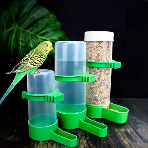 Bird Feeder, Bird Water Dispenser for Cage, 2PCS Automatic Bird Water Feeder with 1PCS Food Feeder for Cage Pet Parrot Budgie Lovebirds Cockatiel Automatic Bird Feeder (2pcs 60ml + 1pcs 150ml) - size: 2pcs 60ml + 1pcs 150ml