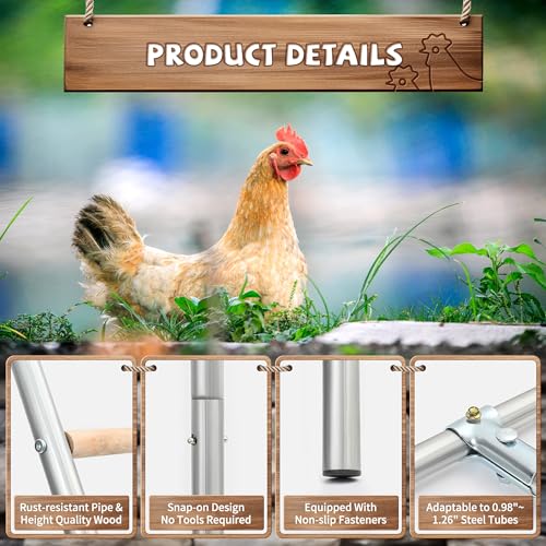 YUMEKA Chicken Roosting Ladder,Chicken Perch for Coop,Chick Roosting Bars, Cock Coop Toys, Suitable for Chicken Run and Chicken Perch, Backyard Poultry, Farm Roost Toys for Hen 55.1' L x 40.1' W - size: 55in x 40in