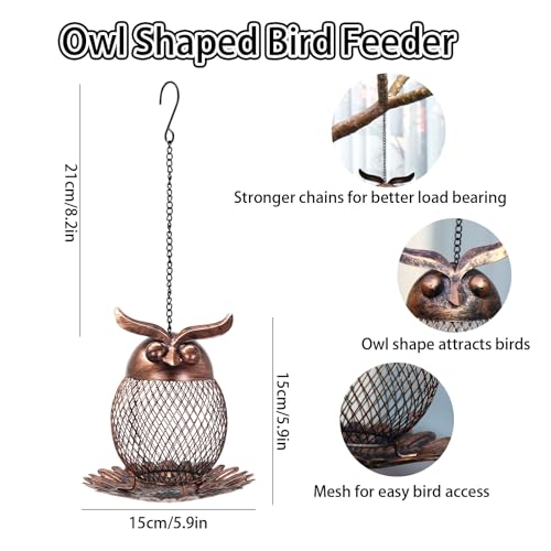 Bird Feeder for Outdoor, Squirrel Proof Metal Wild Bird Feeder Decoration for Hanging Outside Garden Yard, Cute Cat-Shaped