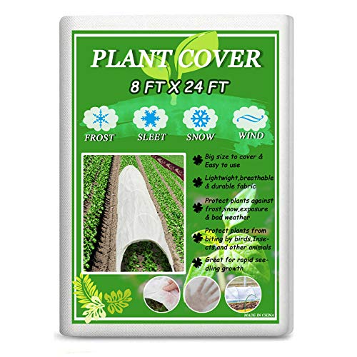 Darnassus 8FT×24FT Plant Covers Frost Cloth Breathable Floating Row Cover | Frost Cloth Plant Freeze Protection Floating Row Covers for Winter Garden Beds Plant Growth Pest Protection