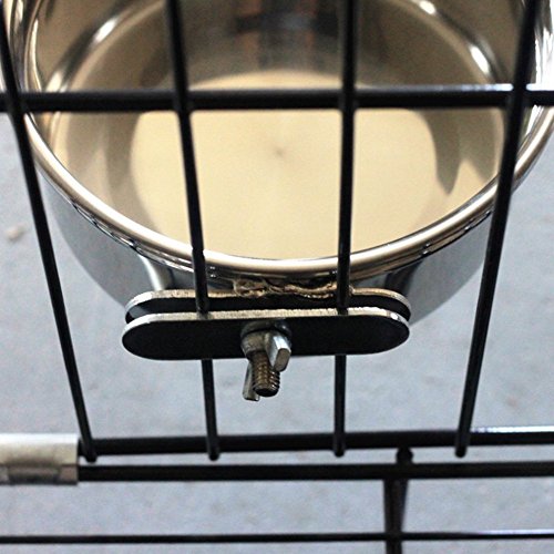 Pet Dog Stainless Steel Coop Cups with Clamp Holder - Detached Dog Cat Cage Kennel Hanging Bowl,Metal Food Water Feeder for Small Animal Ferret Rabbit (Small) - size: Small