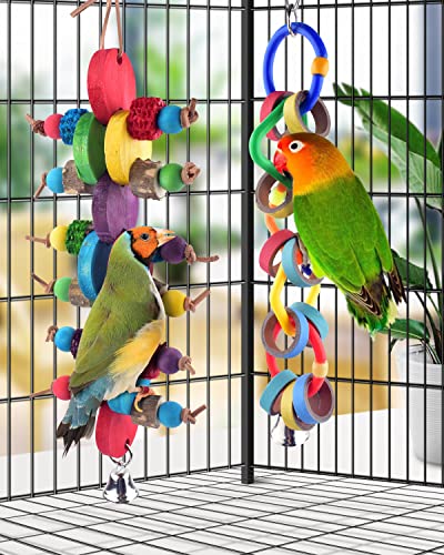 Bissap 2 PCS Bird Chew Toys, Multicolored Bagel Cascade Bird Parrot Toy Biting Paper Cardboard Olympic Rings Conures Toys for Amazon Cockatiels Cockatoos Macaws and Similar Sized Pet Birds - size: 2 PCS