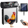 Automatic Chicken Coop Door Solar Powered, Roll-Up Chicken Door with Timer & Light Sensor, Anti-Pinch Safety Auto Chicken Door with Remote Control, Weatherproof Aluminum Coop Door (Black)