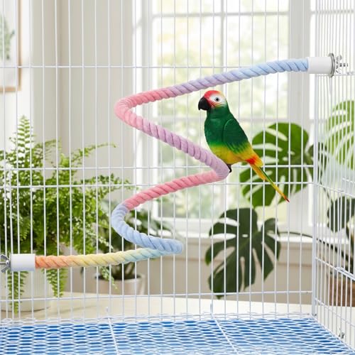 NOLITOY Flexible Bird Rope Perch Cotton Stand for Parrot Macaw Conure Finch | 3 pcs Bendable Metal Wire, Soft Woven Exercise Toy, Climbing System, Entertainment Device 31.4 inch