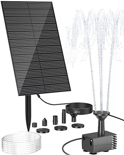 Biling Solar Fountain Water Pump Outdoor with Tubing for Pond BirdBath | Solar Bird Bath Fountain with Dry-Run Protection, 5 Nozzles for Garden, Backyard, Fish Tank,Water Features - size: 1.5W