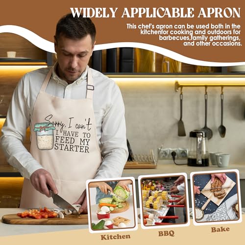 Sourdough Apron for Women with Deep Pockets - Funny Bakers Apron, Unique Sourdough Gifts for Women & Bread Bakers, Adjustable Kitchen Apron for Mom, Mother’s Day Baking Gift - B18 - color: I Have to Feed My Starter