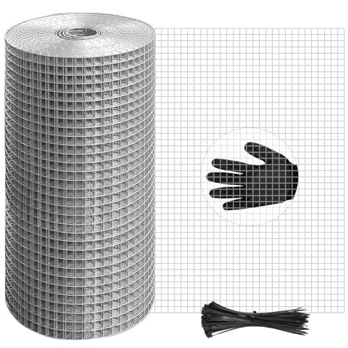 8in x 25ft Hardware Cloth 1/4 inch Chicken Wire Fencing Mesh | Hot-Dip Galvanized Welded Heavy Duty 23 Gauge steel for Garden, Rabbit Cage, Rodent Poultry Enclosures & Predator Protection - size: 8in×25ft