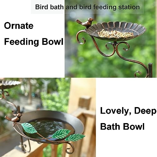 Jemeni Deck Mounted Bird Bath and Feeder Combo, 2 in 1 Bird Feeder with Baths for Outdoor with Clamp Mount Balcony Railing Attracting Birds | Deck Mounted Bird Feeder with Clamp Mount Balcony Railing Attracting Birds