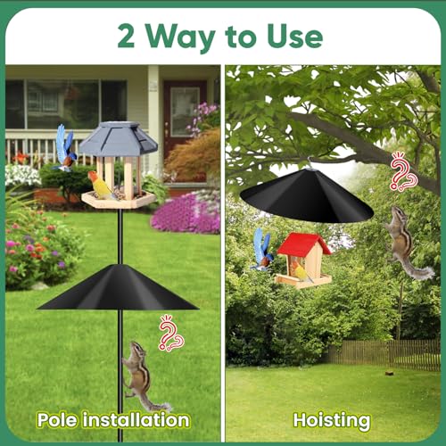 24-inch Large Squirrel Baffles for Bird Feeders Pole | Squirrel Proof Bird Feeders for Outdoor Hanging, Bird House Guard for Shepherd’s Hook, Two Way Use, Black Color - color: Black