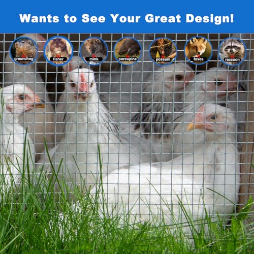 Hardware Cloth 1/2 in 48 in x 100 ft 19 Gauge Wire Mesh | Long mesh roll with strong welds and low defect rate for Chicken Coop, Garden Fence, Raised Bed and Animal Enclosure - size: Silver 1/2" 48" x 100' 19Ga