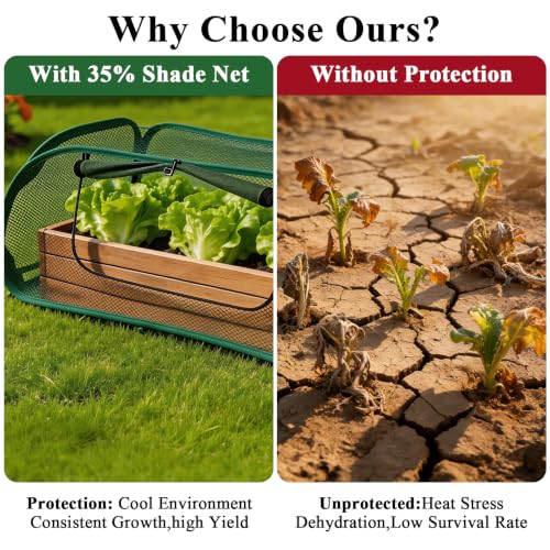 2 Pack Garden Covers for Raised Beds, Pop Up Mesh Plant Covers for Outdoors | 30% Sunblock Plant Shade Tent & Crop Cage, Protection for Seedlings Vegetable Against Birds Animals