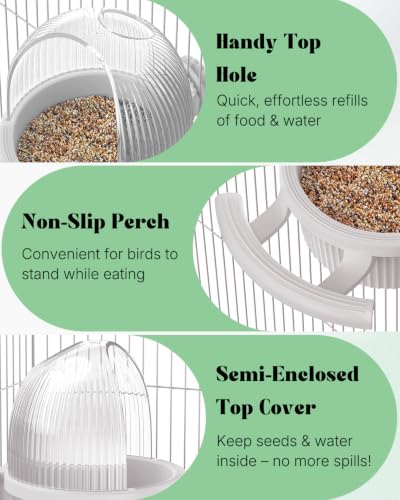 Pawfly No Mess Bird Feeder, Bird Cage Feeder, Bird Bowls for Cage, Bird Feeder for Cage, Bird Water Dispenser, Parakeet Feeder Waterer for Parrot, Cockatiel, Budgie & Lovebird,White - color: White